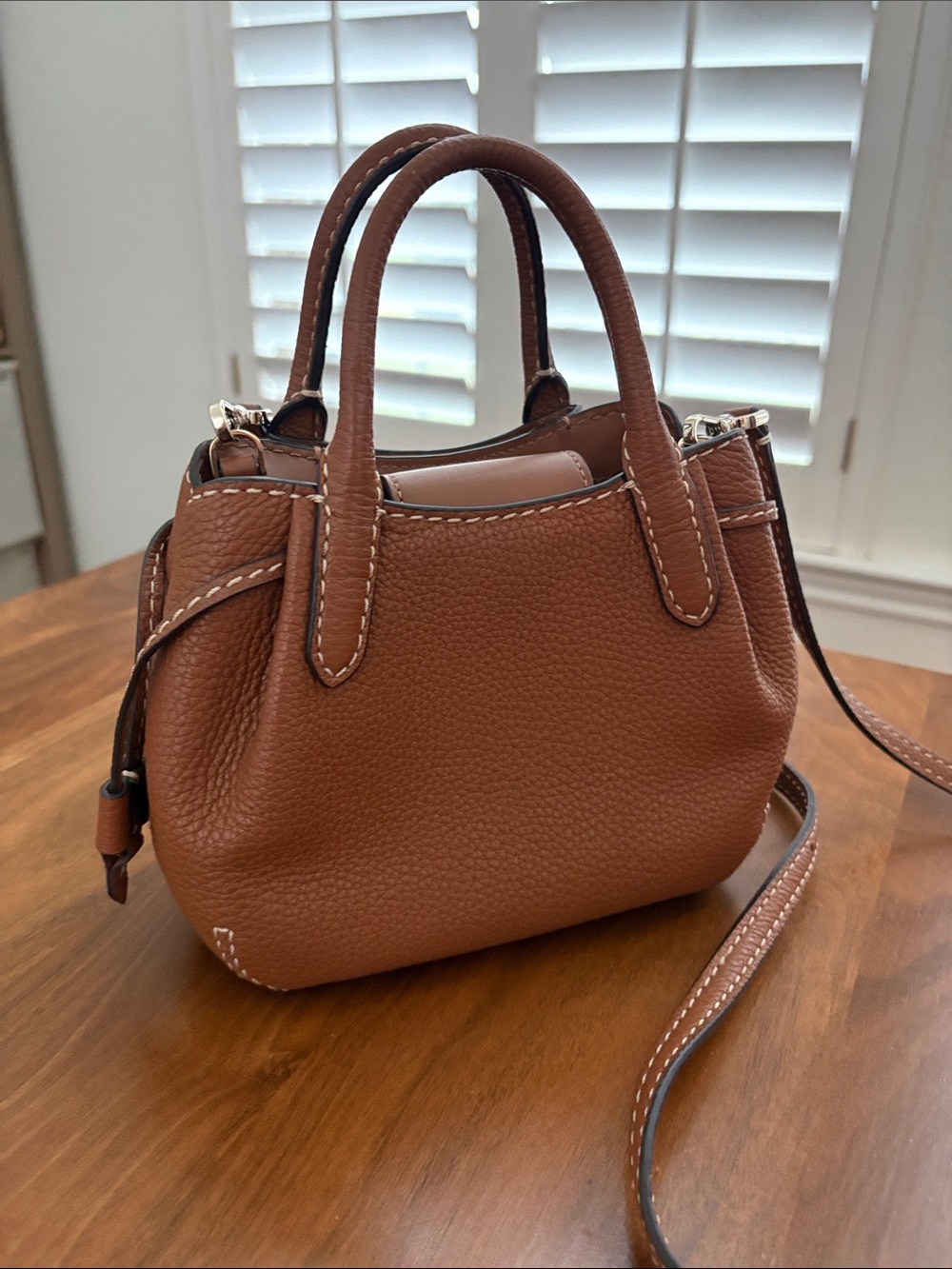 Kate Spade Dumpling Mini Satchel in Warm Gingerbread Leather Crossbody Like New! - Picture 8 of 12